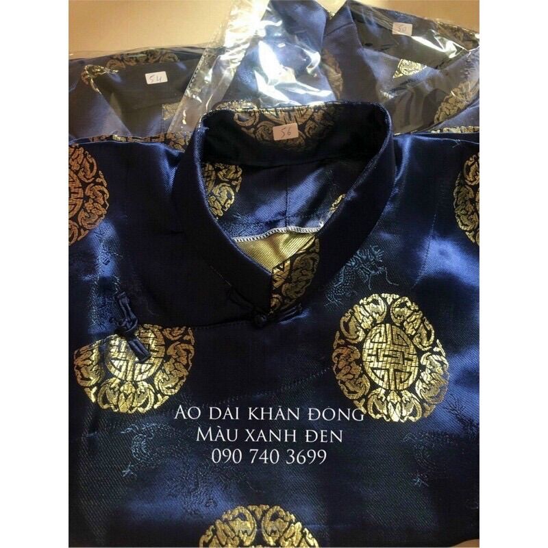 Cả Bộ Áo Dài Khăn Đóng Màu Xanh Đen (Áo dài, Khăn đóng, Quần)