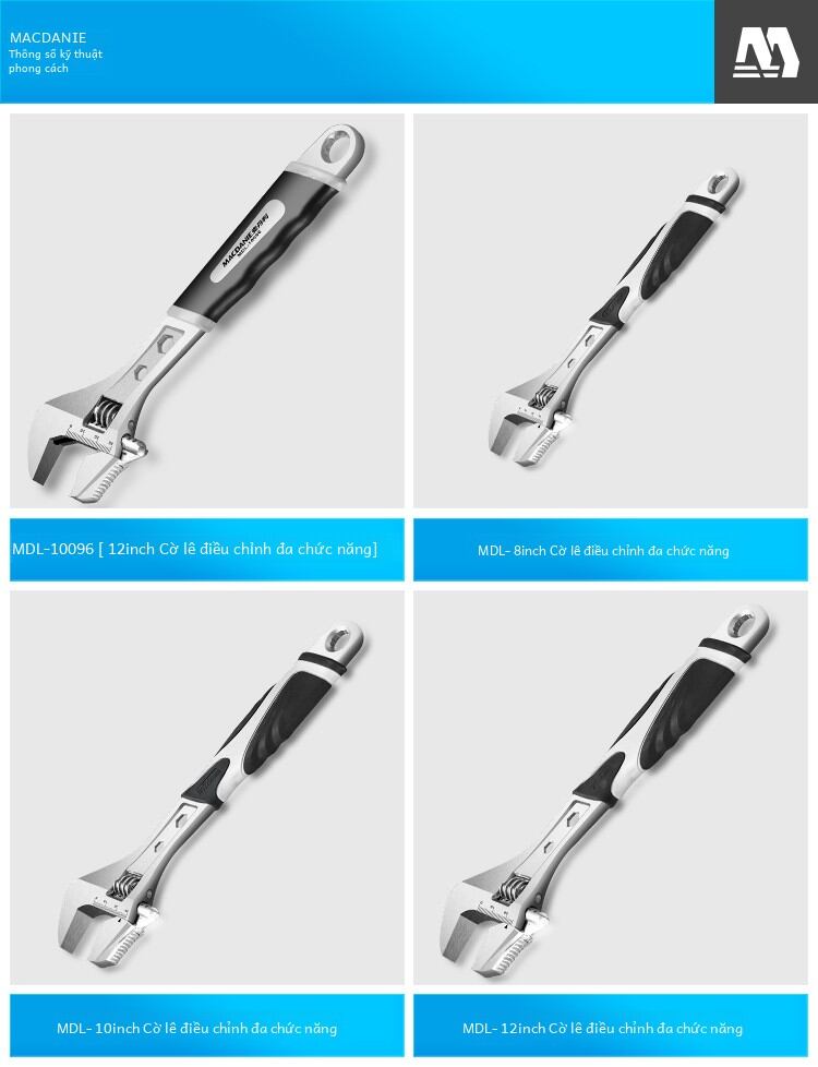 Multifunctional Adjustable Wrench Universal Wrench Shifting Spanner German Imported Large Open-End Wrench 6-Inch 8-Inch Wrench