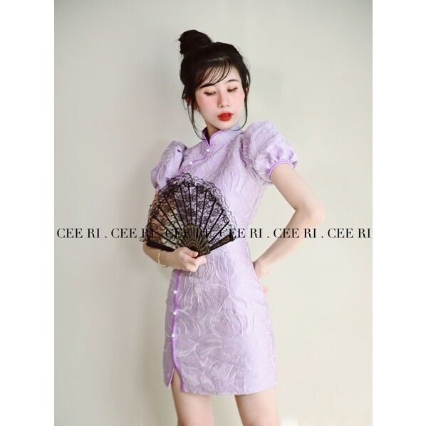 ( ẢNH THẬT - CEERI  ) Váy sườn xám gấm cao cấp