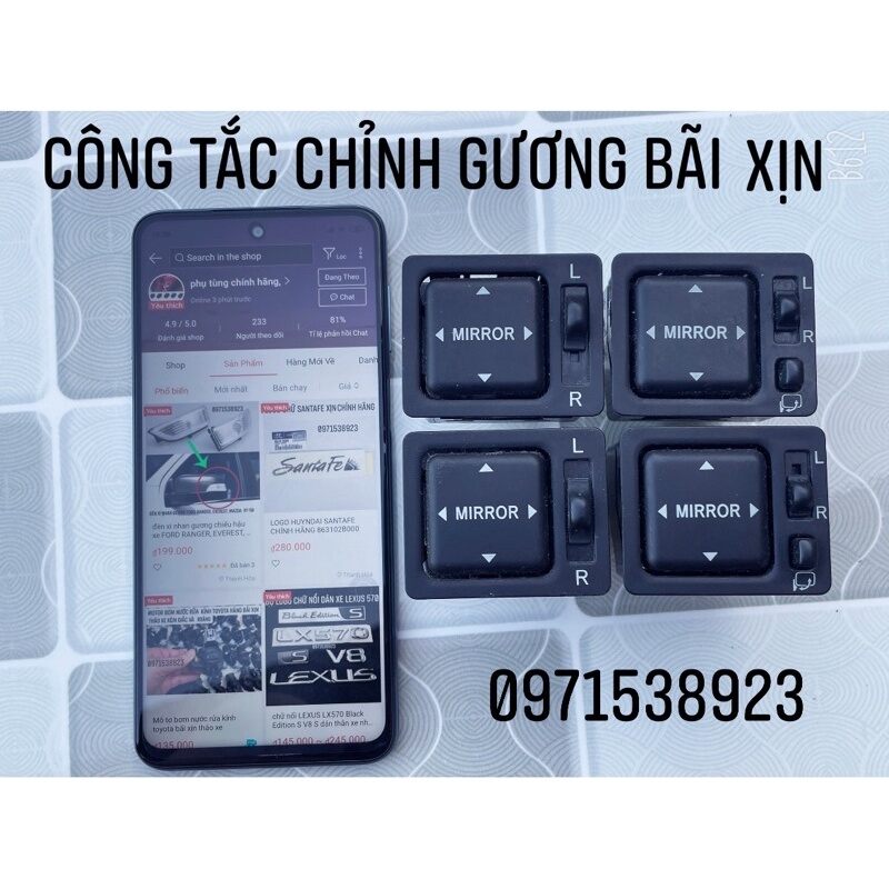 Công tắc gập gương và chỉnh mặt gương toyota bãi xịn tháo xe