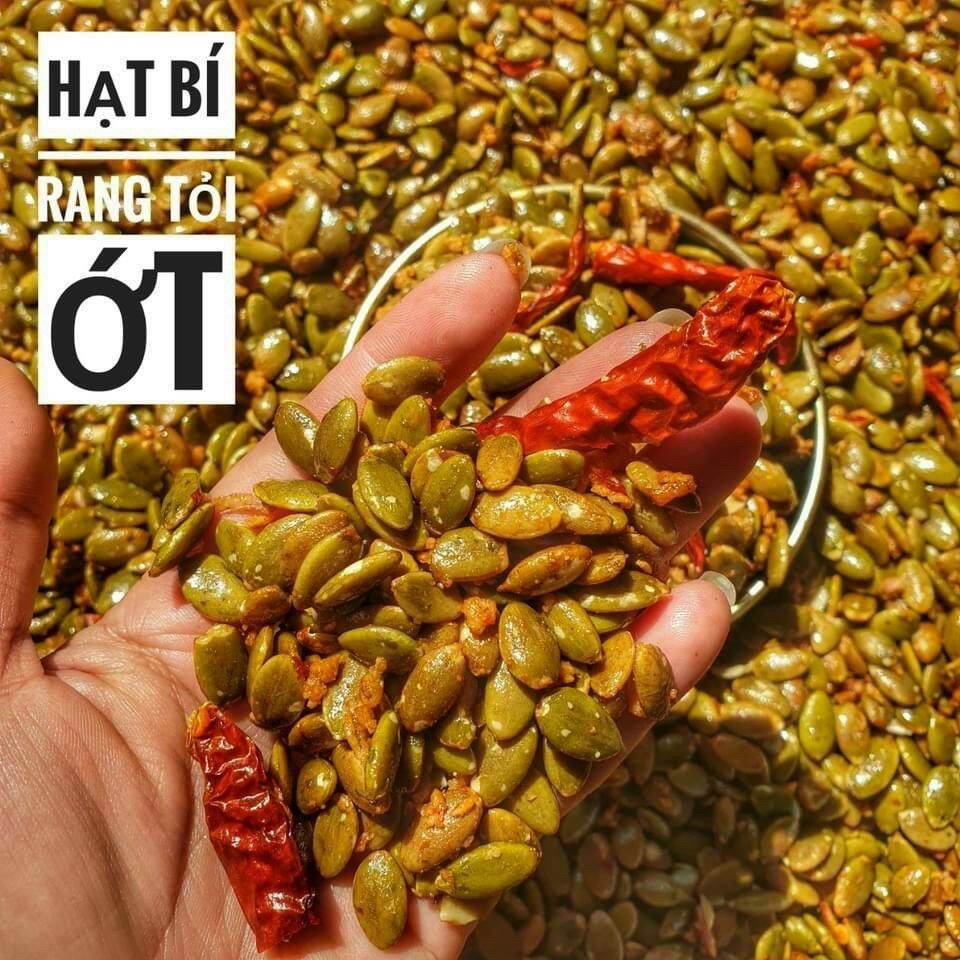 Hạt Bí Rang Tỏi Ớt Lon 500gram