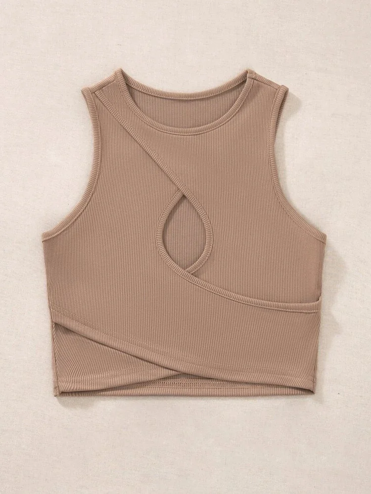 Áo croptop cổ tròn sát nách đan chéo 08