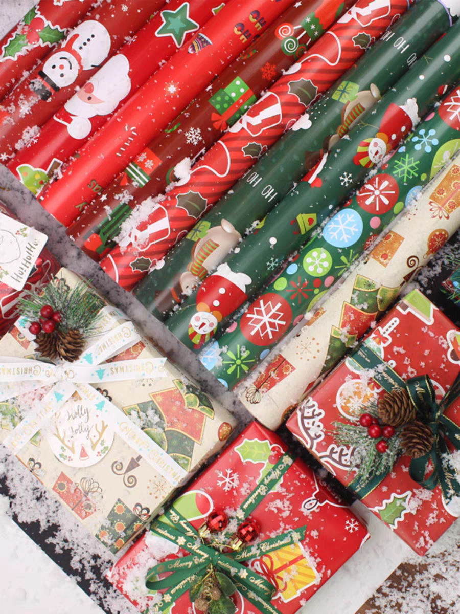 1 Tờ Giấy Gói Quà Noel Nhiều Mẫu Hoạ Tiết Ông Già Noel , Cây Thông