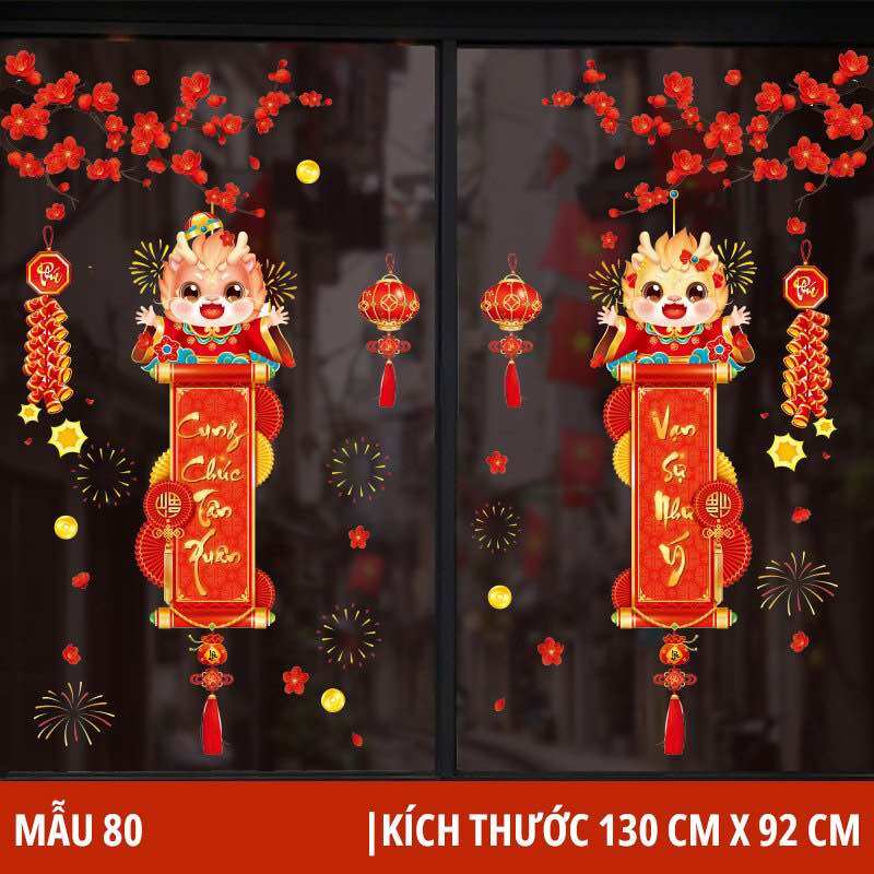 Decal tết 2024 GIÁP THÌN dán tường dán kính( nhiều mẫu lẻ)