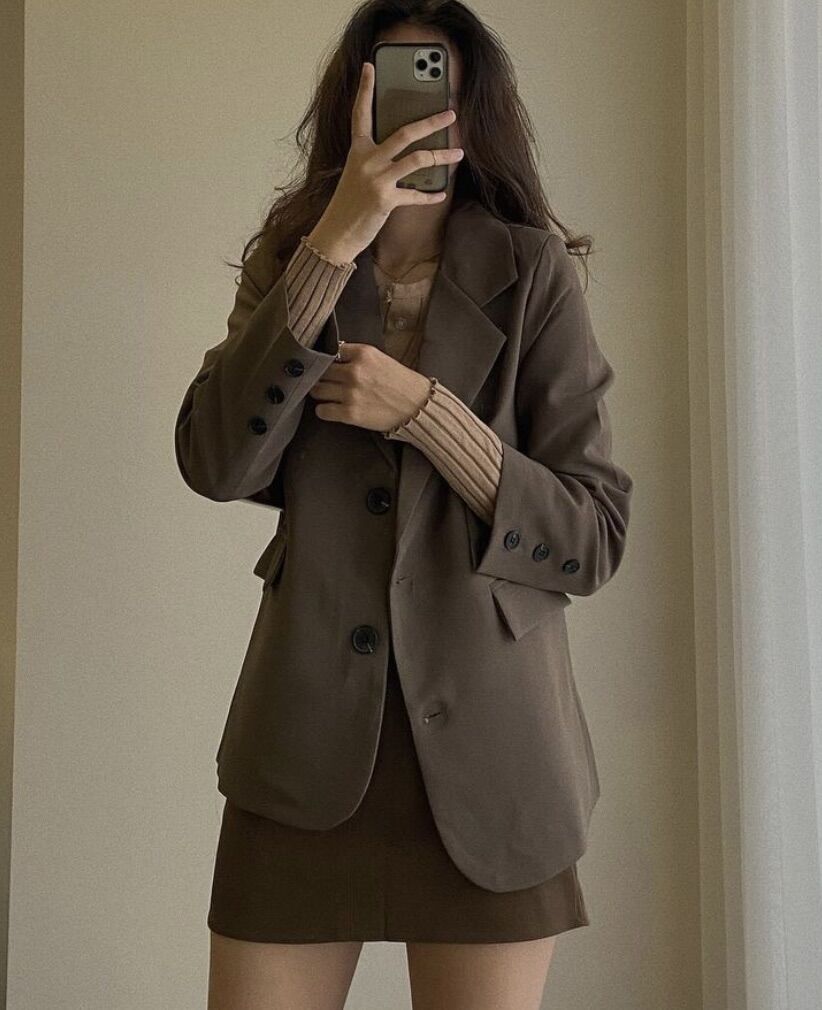 Blazer 2 lớp nâu coffee (ẢNH THẬT/HÀNG SẴN)