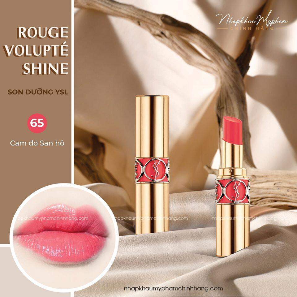 Son YSL Màu 65 Iridescent Coral Đỏ San Hô Óng Ánh