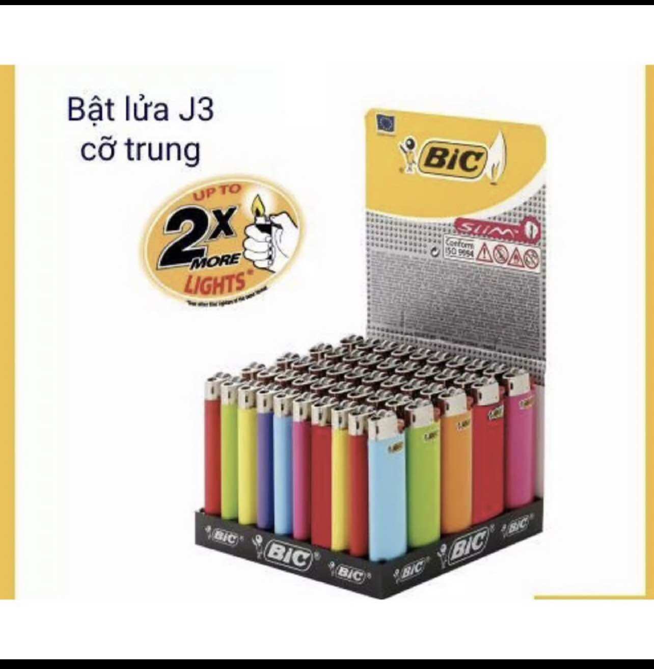  50cái Quẹt Bic J3 slim Pháp size trung chính hãng 