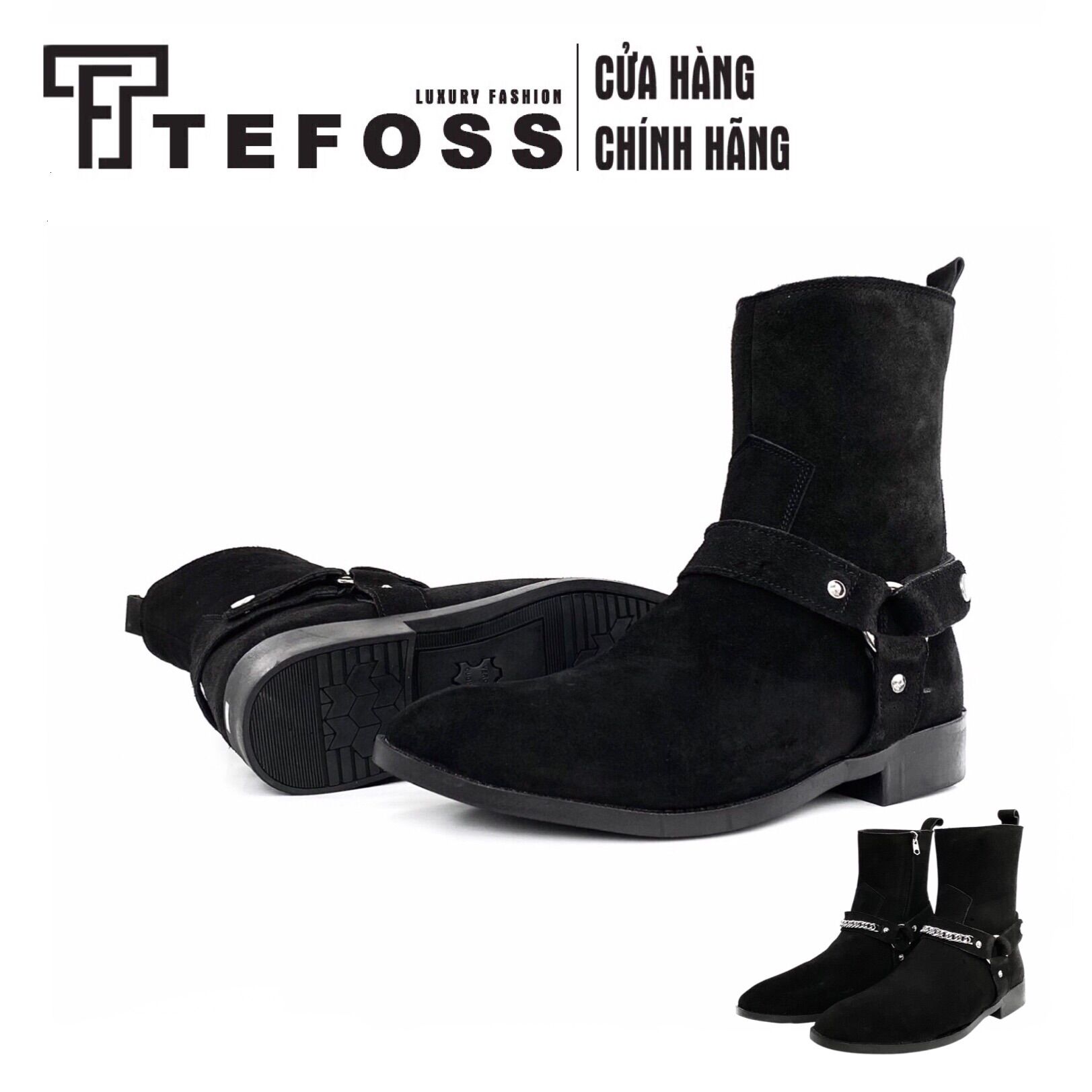 Giày nam chelsea da bò thật harness boot tefoss ht799 size 38-44 thời trang