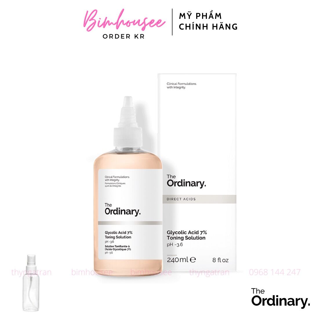 Toner làm sạch tẩy da chết hoá học The Ordinary Glycolic Acid 7% Toning Solution, cấp ẩm, tăng cường độ đàn hồi cho da, giảm thiểu nếp nhăn