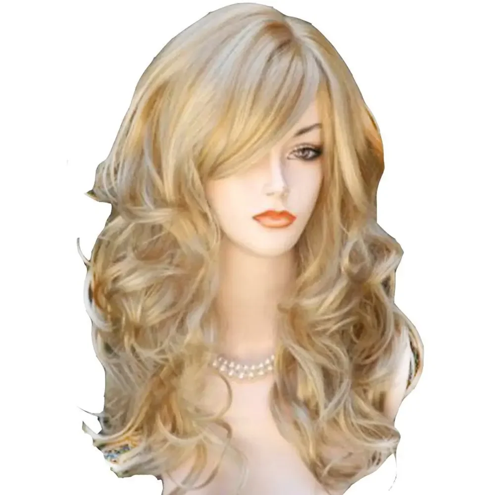 Dài Lượn Sóng Ombre Nâu Tóc Vàng Bạch Kim Tổng Hợp Tóc Giả Chịu Nhiệt Cosplay Bộ Tóc Giả Average Kíc