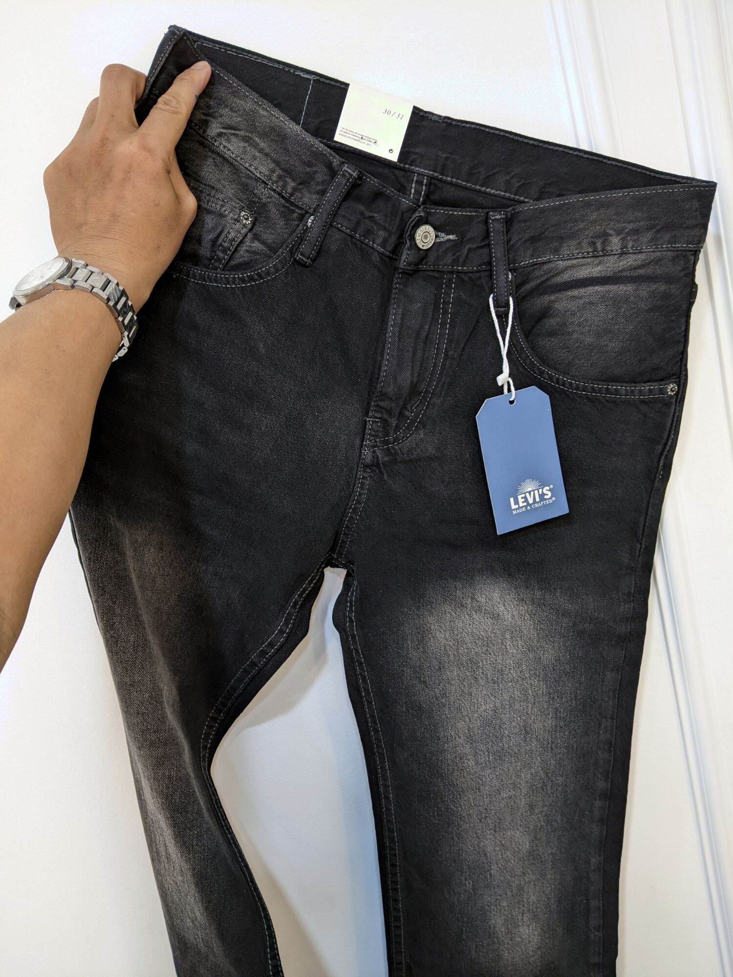 quần jeans levis form suông đứng màu khói