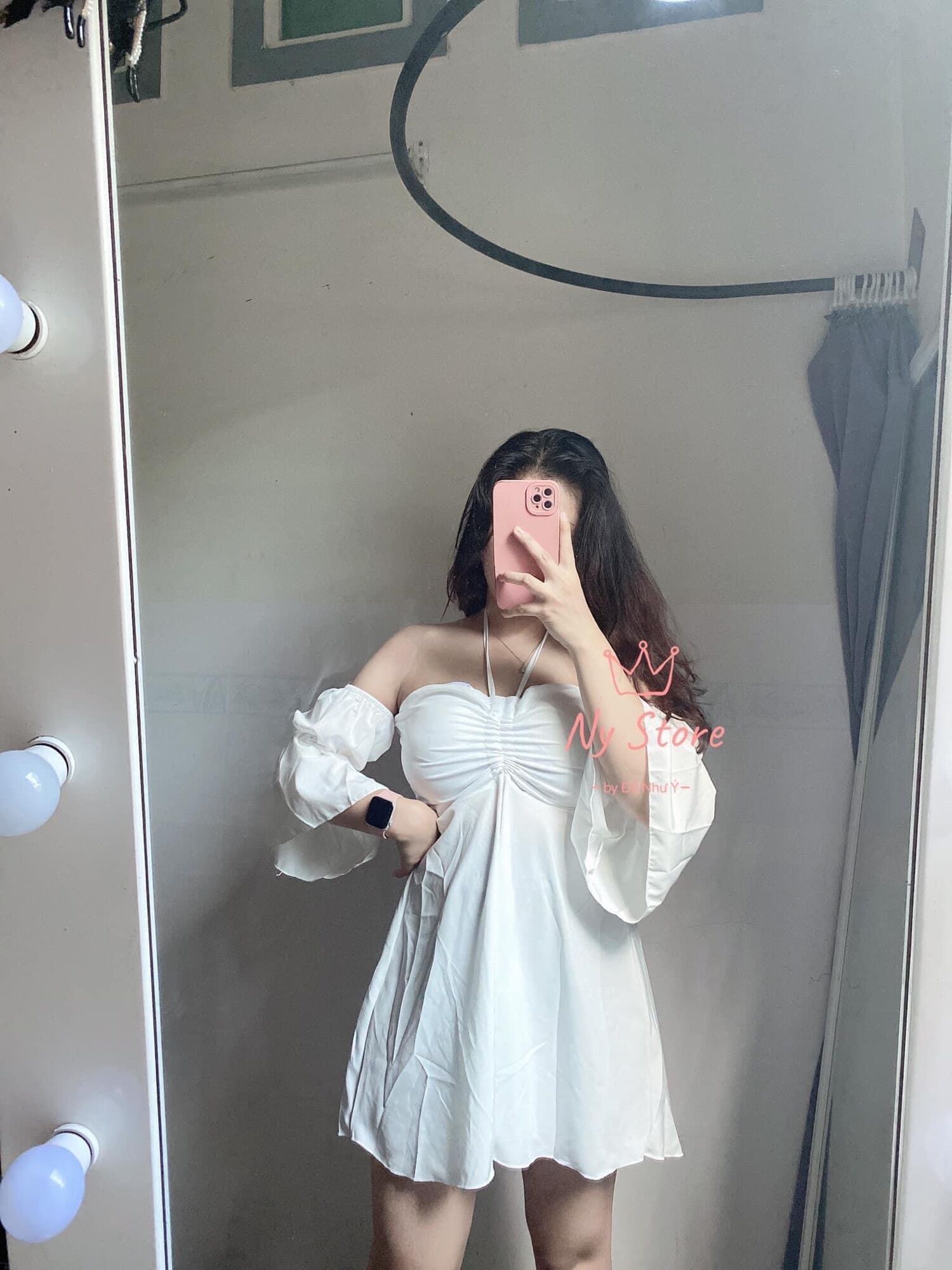 Áo giấu quần trễ vai tay loe ru1
