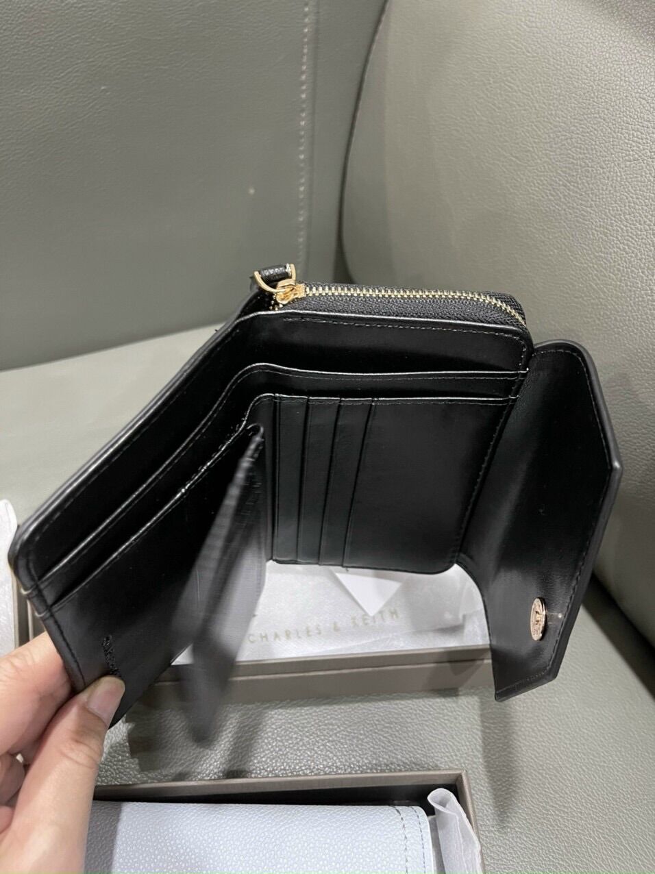 Ví Nữ CNK Bì Thư Chất Dạ Hạt Sần Fullbox Đủ Màu Envelope Short Wallet