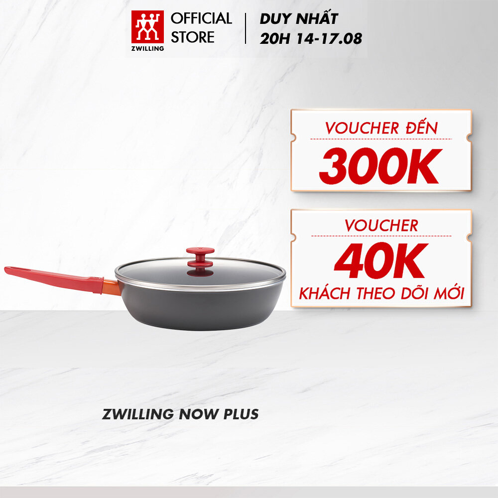 Chảo chống dính sâu lòng ZWILLING Now Plus 28cm - chống mài mòn tới 37,000 lần, tay cầm chống trượt, chống bỏng