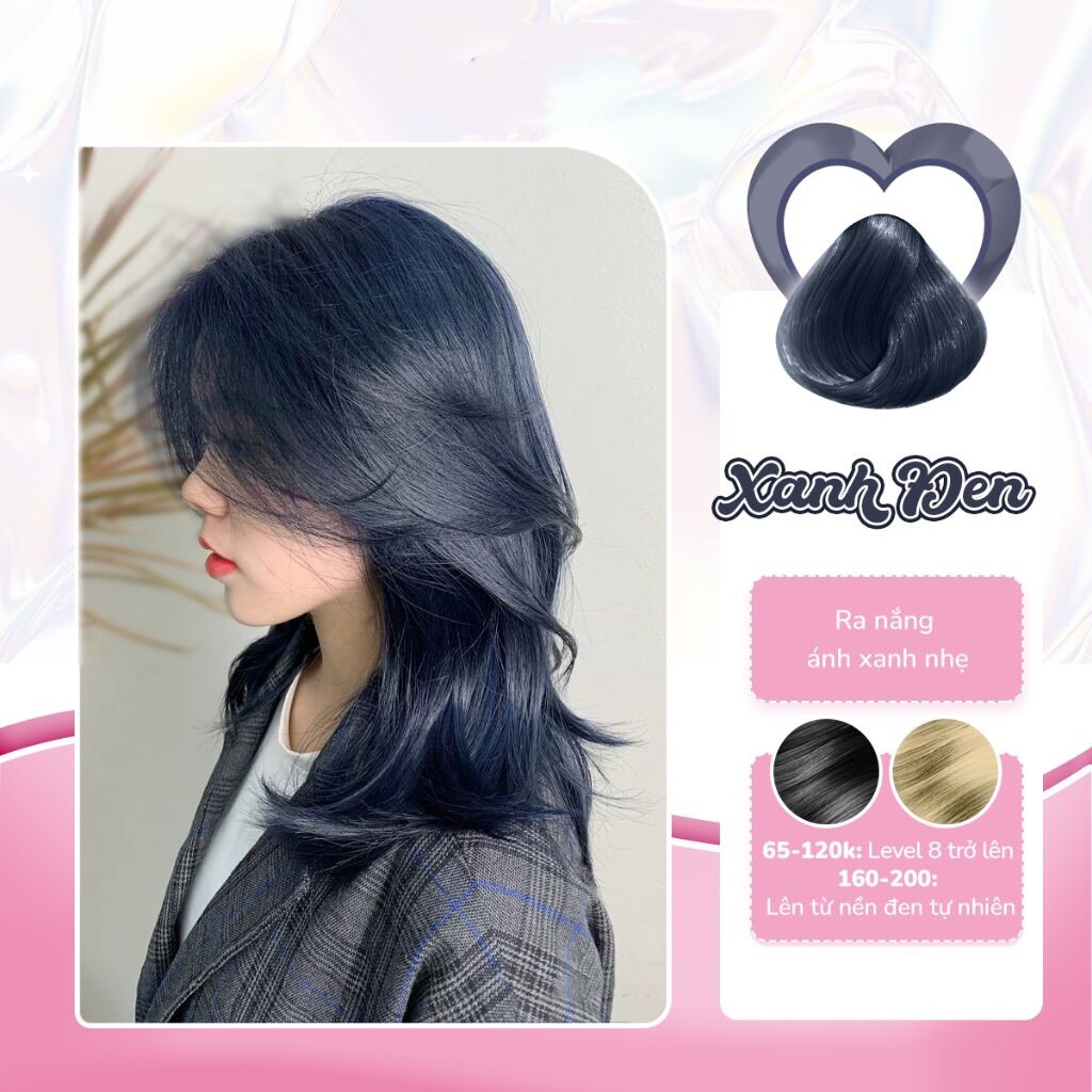 Thuốc nhuộm tóc màu xanh đen, xanh than, xanh dương đen không tẩy