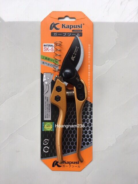Kéo cắt cành, tỉa cành kapusi nhật thép sk5 màu vàng