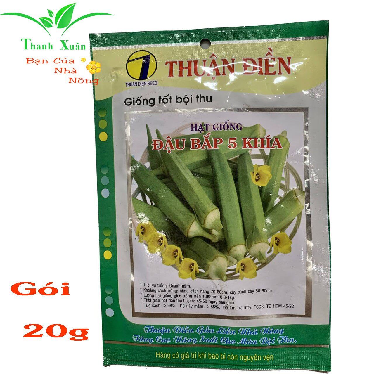 Hạt giống đậu bắp 5 khía gói 20g