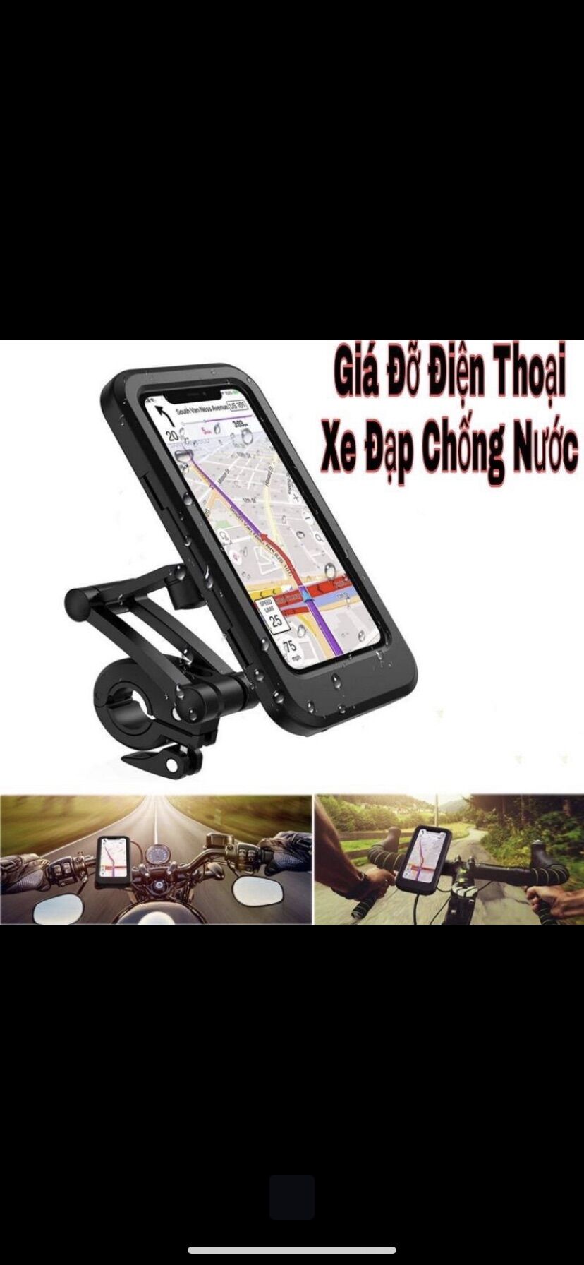 Kẹp điện thoại chống nước giành cho xe máy, xe đạp, xe đạp điện