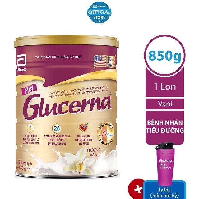 Sữa bột glucerna vani 850g tặng bình lắc