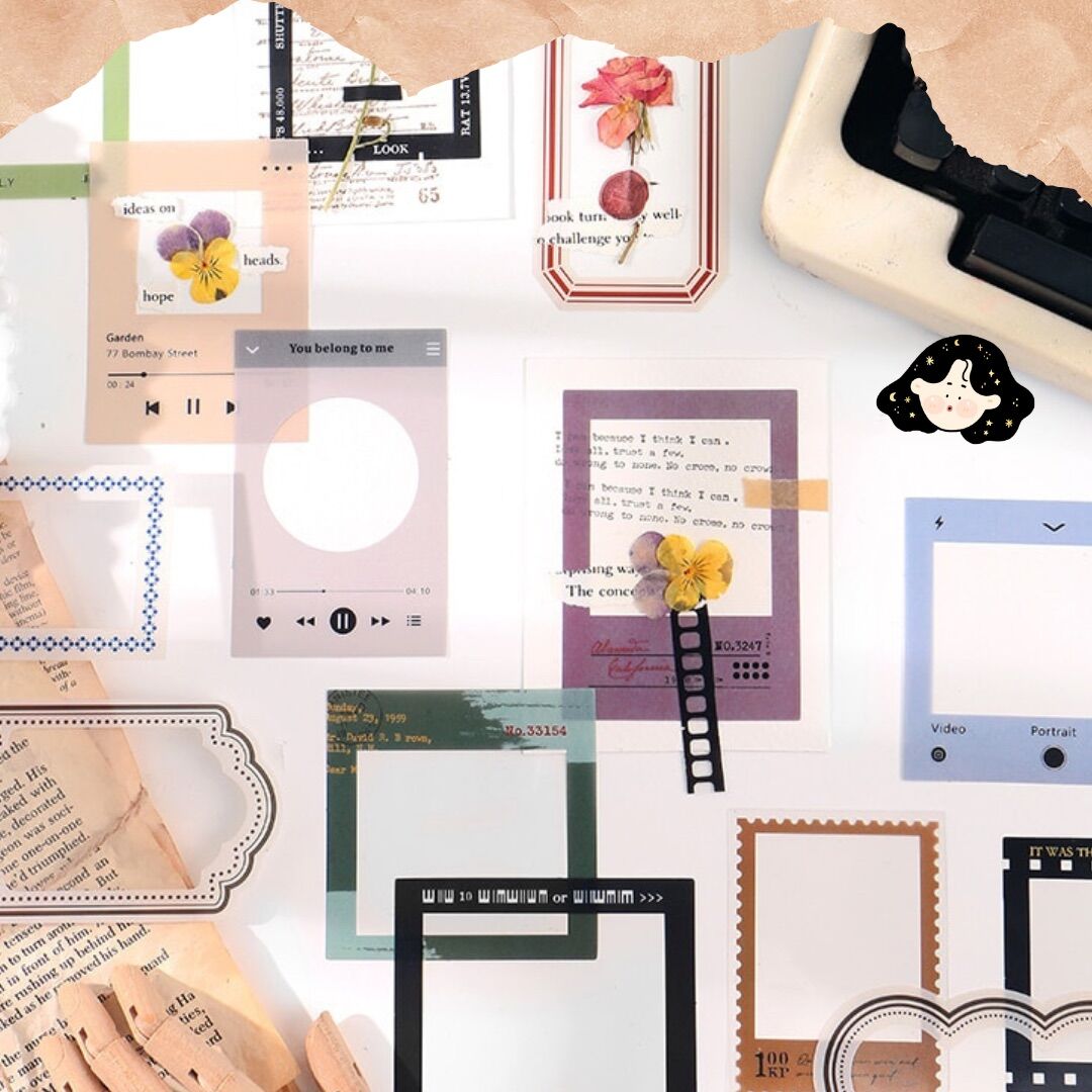 Set Sticker Khung Ảnh Bằng Pet Dùng Trang Trí Bullet Journal Vintage - Mercy