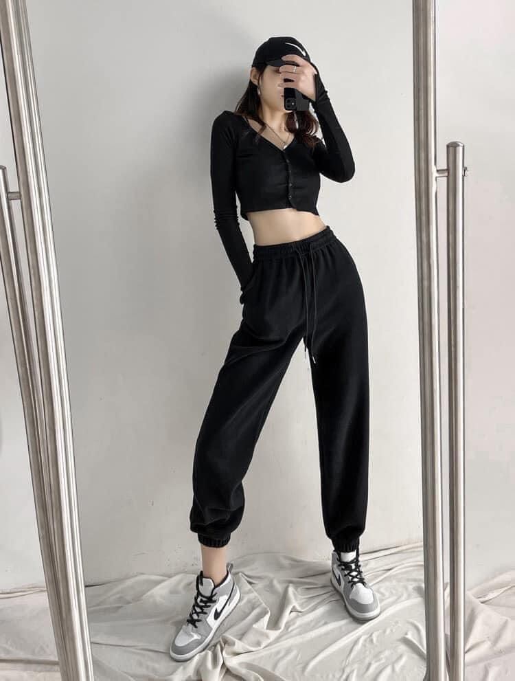 Quần BOMBER nữ joger chất len tăm dầy dặn