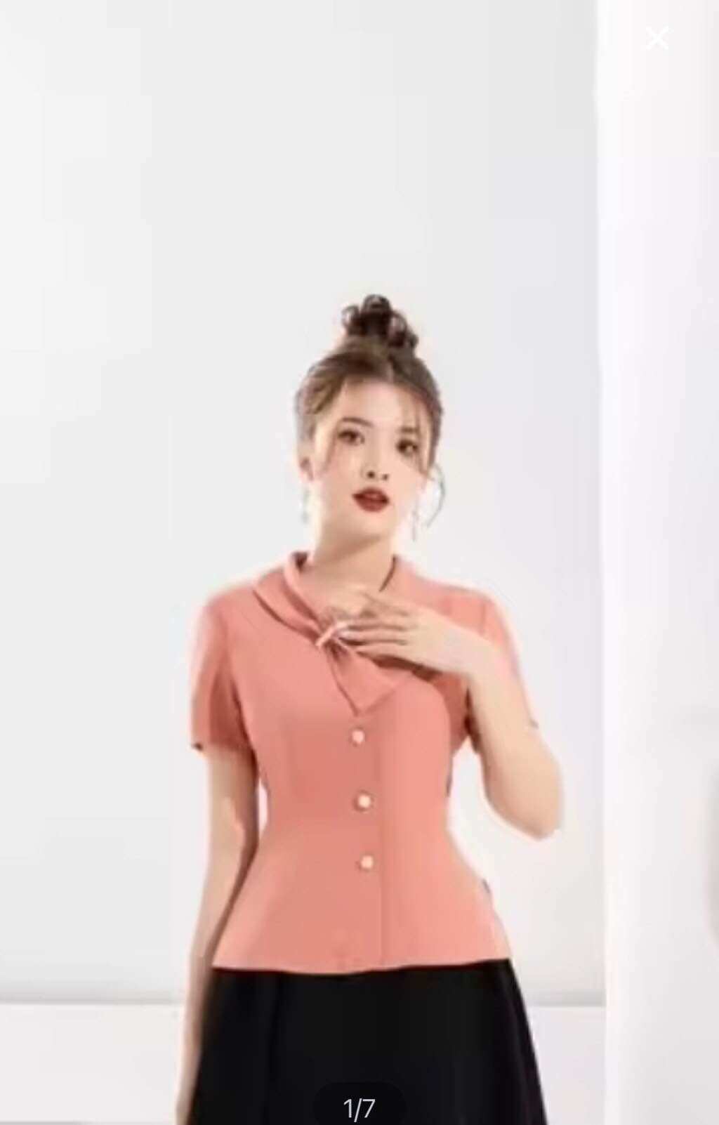 Áo công sở cổ nơ full size 353