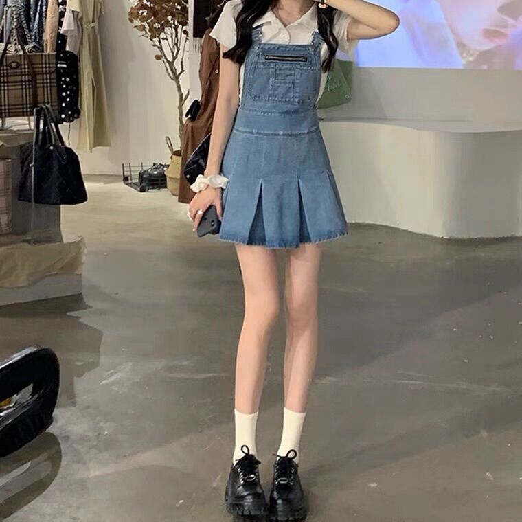 [ORDER] Váy yếm jeans xếp ly form xoè