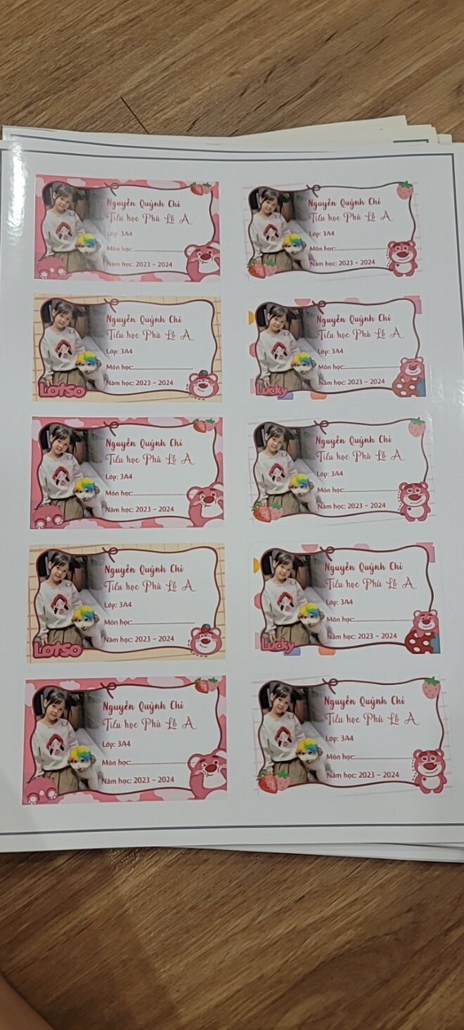 Combo 50 nhãn vở siêu xinhcho bé.