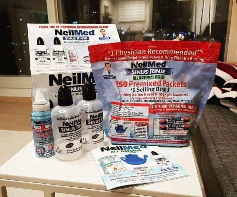 Combo Bình Xịt Rửa Mũi NeilMed Smile 250 gói muối người lớn