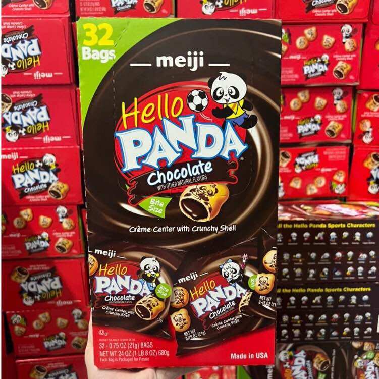 Bánh gấu nhân socola Mỹ, bánh gấu Chocolate Meiji Mỹ, hộp 32gói, date mới