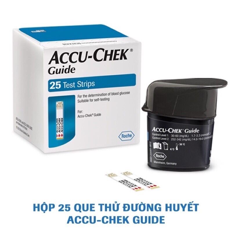 Que thử đường huyết cho máy Accu- Check Guide 25 que
