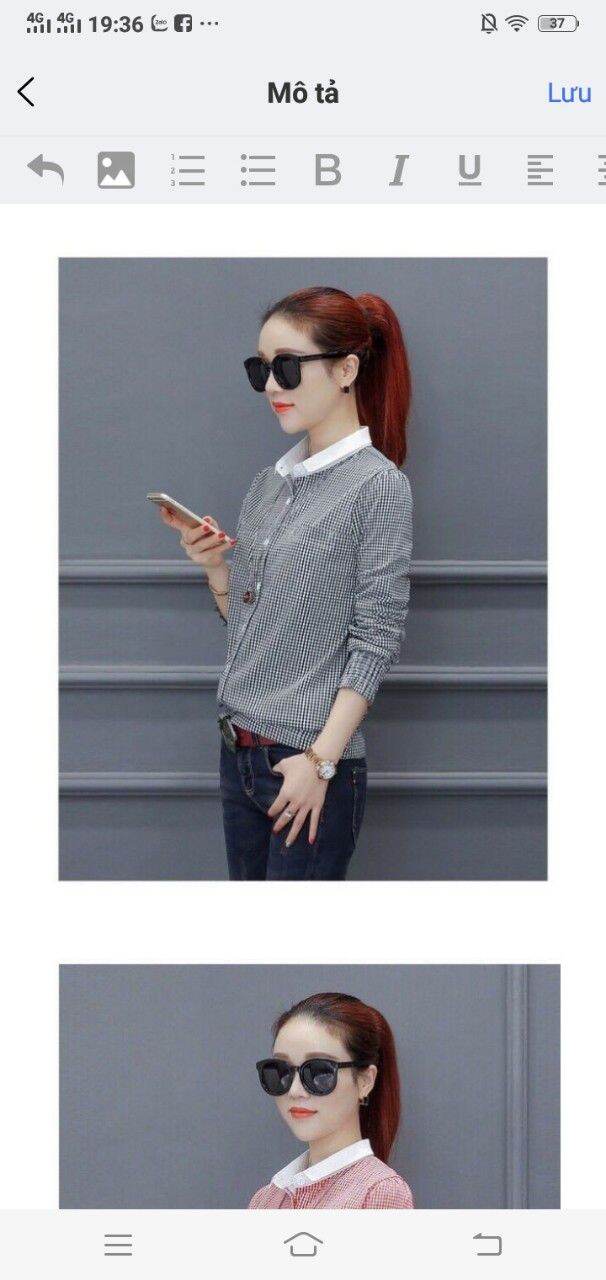 Áo Sơ Mi Nữ Sọc Caro Cổ Trắng[ Hang Thiet Ke] - Sm20