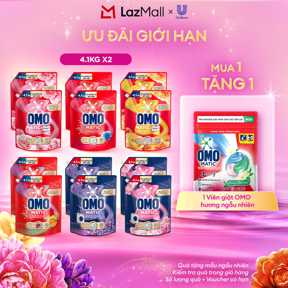 (Livestream) - Combo 2 túi nước giặt OMO Matic cửa trước 4.1kg/túi