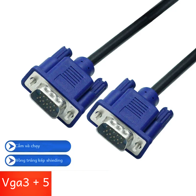 15M Vga Cáp Che Chắn Video Dây Nối Dài Cho Màn Hình Máy Tính Tivi Màn Hình LCD Máy Chiếu HD Nam-Nữ Cổng Kết Nối Lá Nhôm bện Lưới