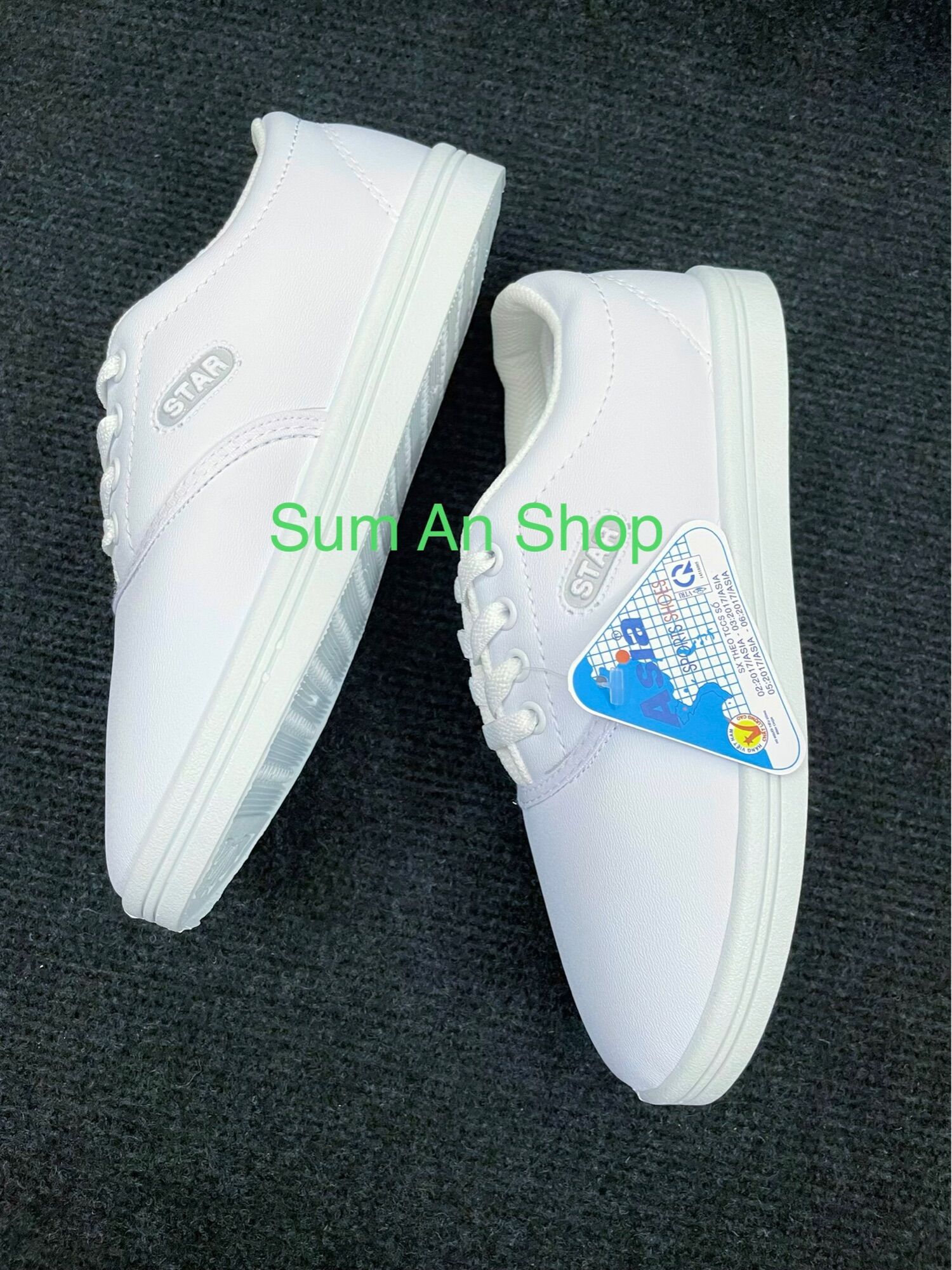 Giày thể dục Si NỮ da xi Trắng cột W01ST thể thao  học sinh Asia
