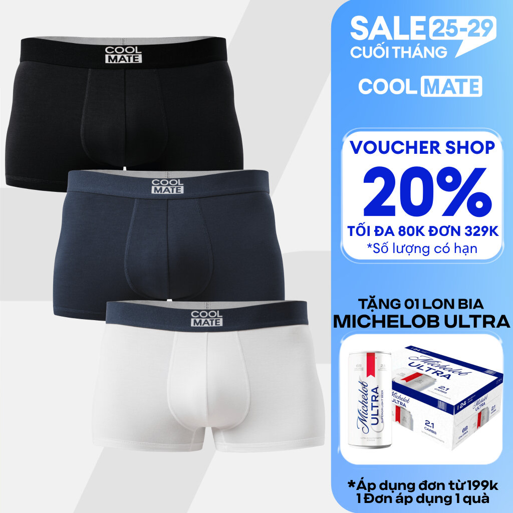 COMBO 3 Quần lót, sịp đùi boxer nam Trunk Bamboo kháng khuẩn cao cấp Coolmate