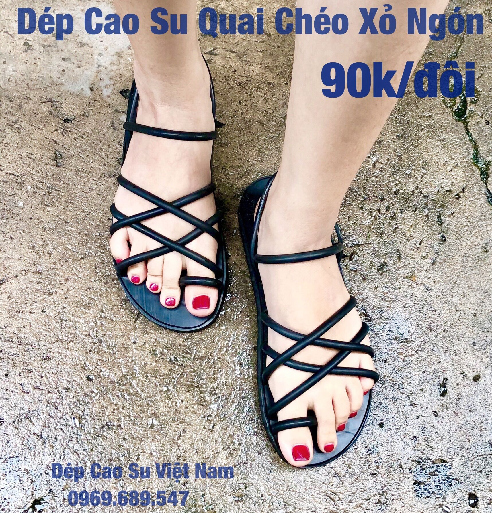 Dép Cao Su Nữ Quai Chéo Xỏ Ngón DR4