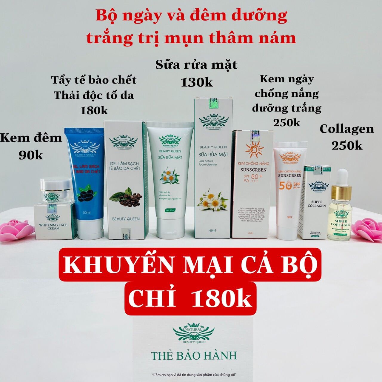 Combo dưỡng da beauty queen 140k