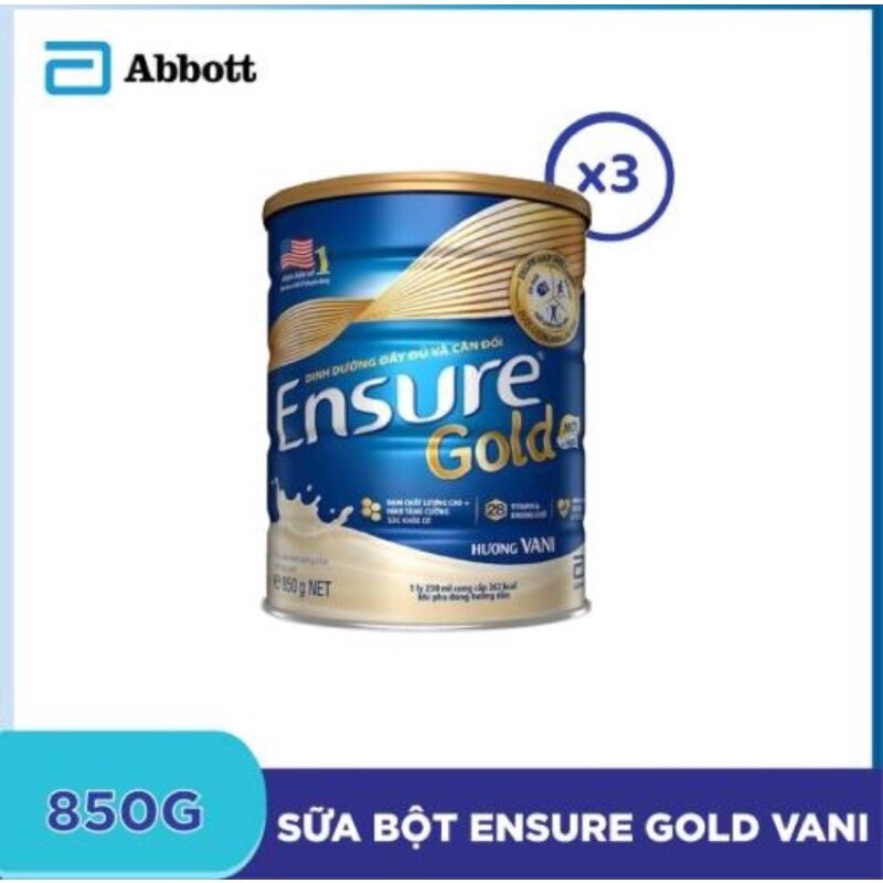 Sữa Ensure Gold hương vani combo 3 hộp 850g