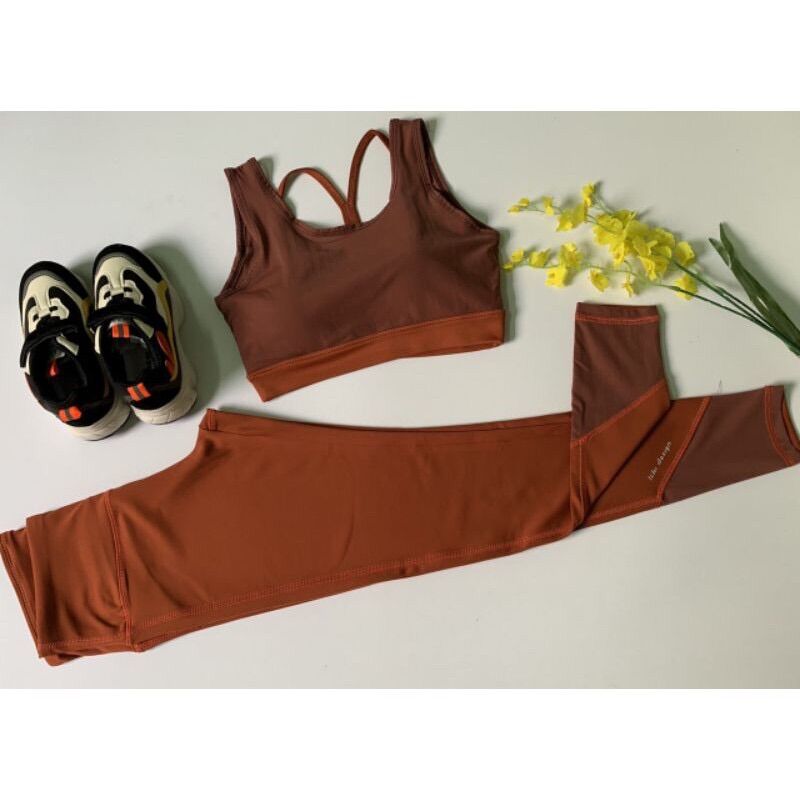 Sét bộ đồ tập gym yoga nữ phối lưới