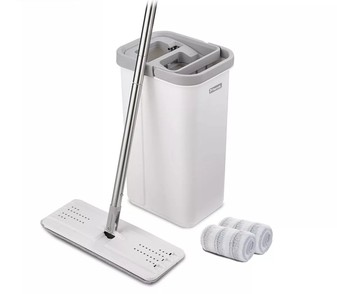 Bộ cây lau nhà 2 ngăn tự vắt thông minh Parroti Pro PR01- PRO MAX xoay 360 độ [ Miếng lau Microfiber thấm hút cực tốt ]