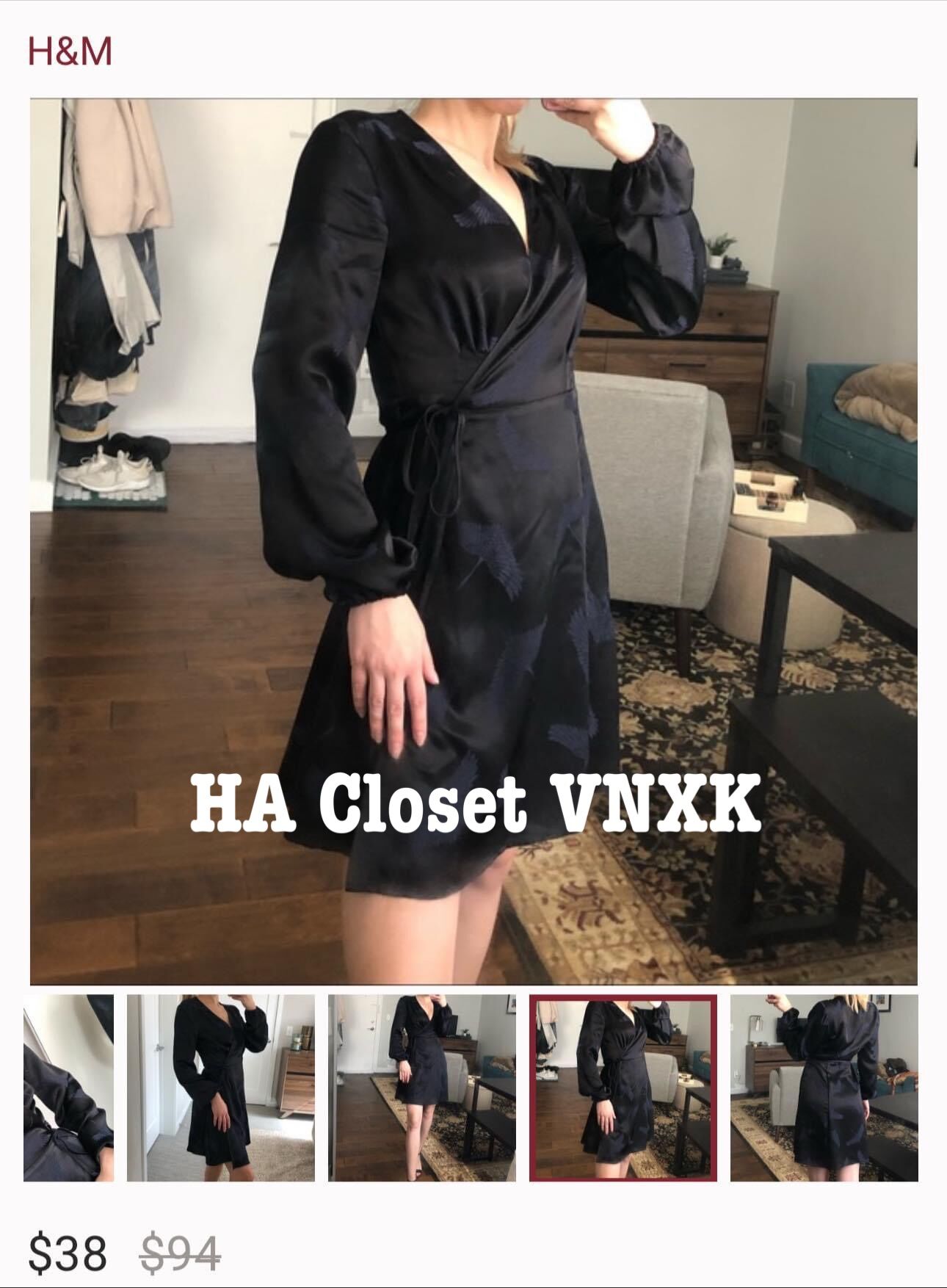 Đầm Lụa Đắp Chéo Ngực H&M Xuất Dư Xịn