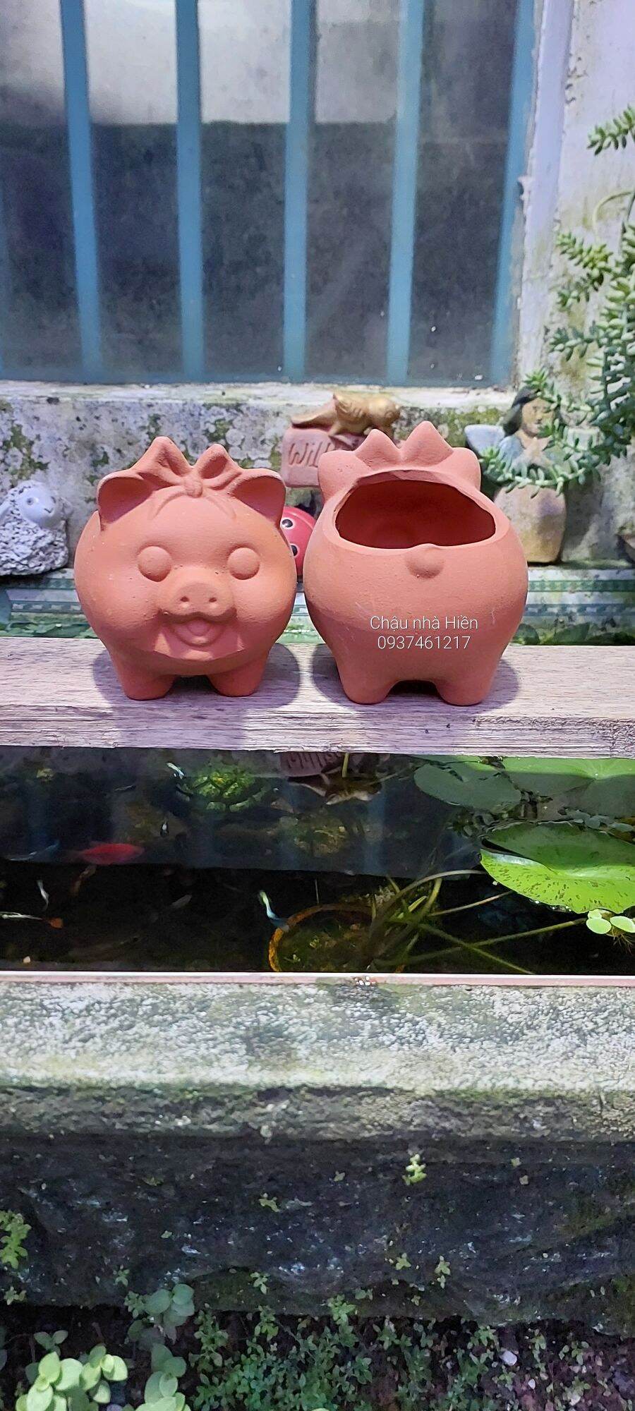 Chậu đất nung Bình Dương hình chú heo