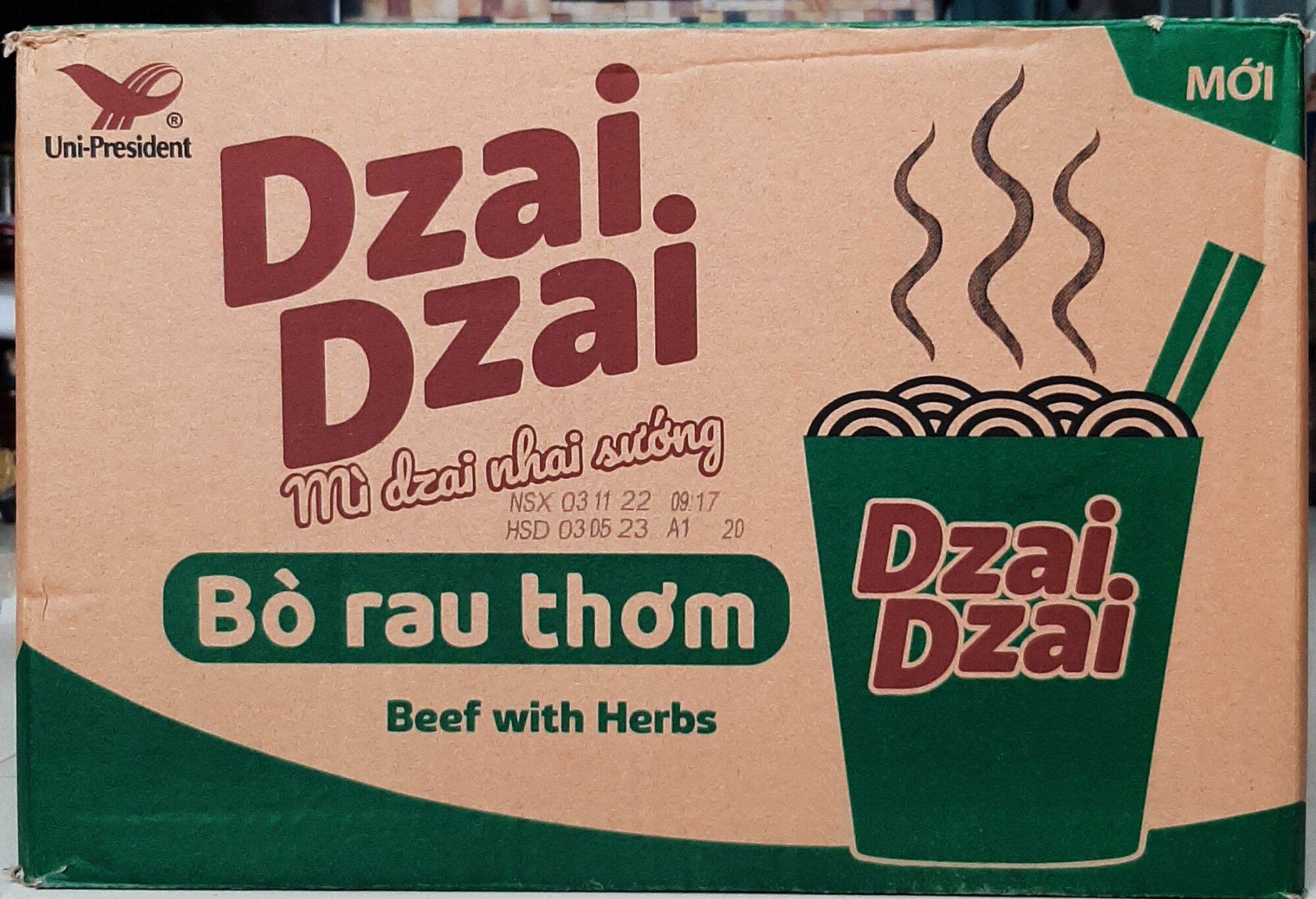 Mì ly unif bò rau thơm.