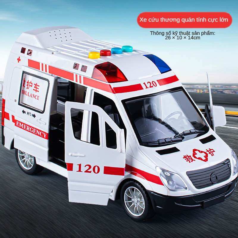 Đồ chơi mô hình xe cứu thương tỉ lệ 1:32 có đèn nhạc giống như xe thật