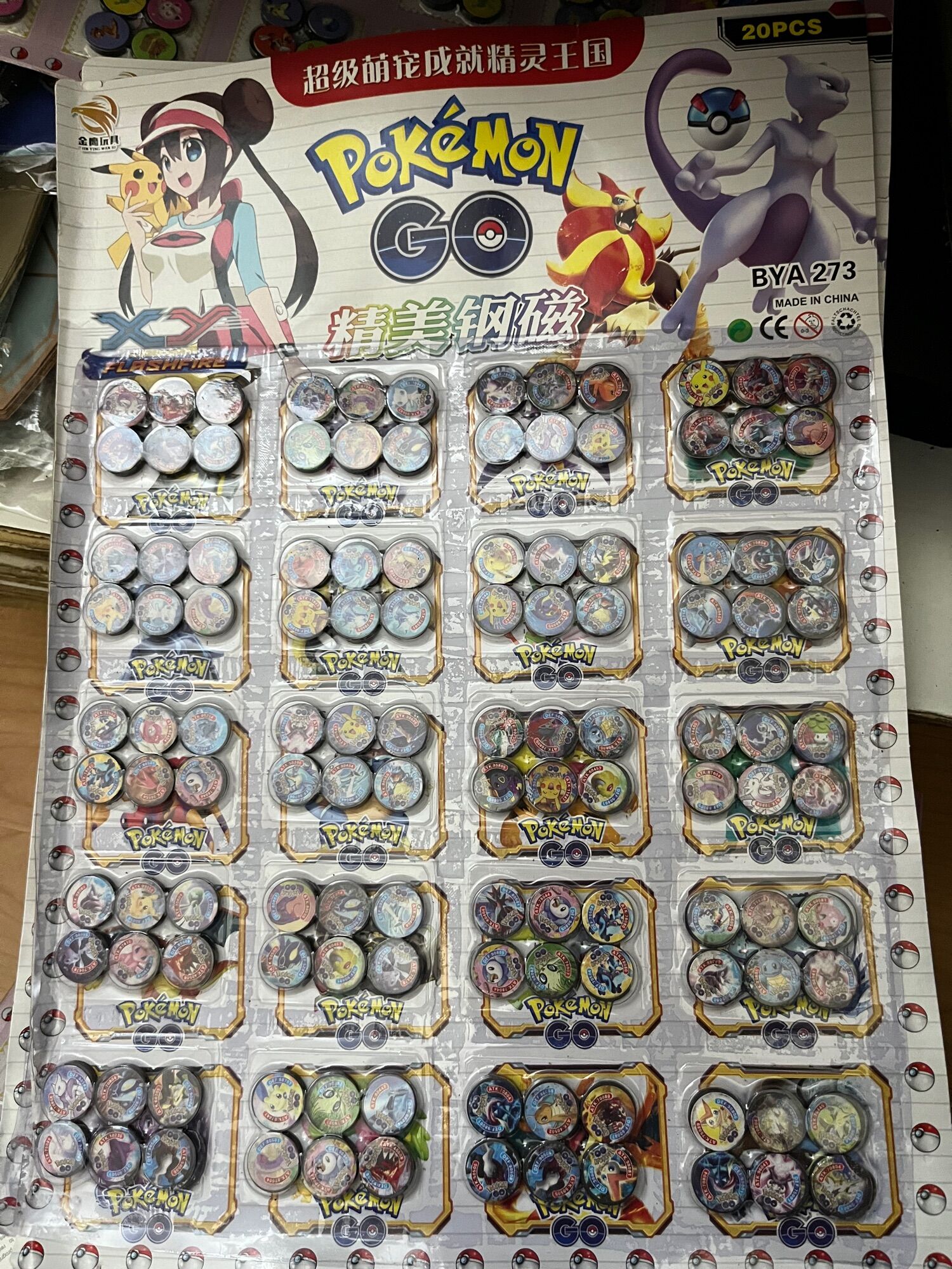 Sỉ vỉ 20 bộ nam châm bẹt hình pokemon