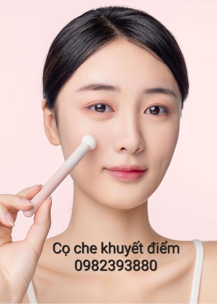 Cọ che khuyết điêm-cọ tán kem đầu nấm đầu tròn màu hồng xám