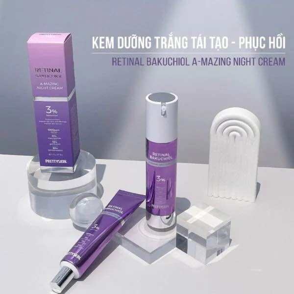 Retinol, kem dưỡng Pretty Skin retinal bakuchiol A-mazing night cream,tái tạo trẻ hóa , căng bóng đều màu da