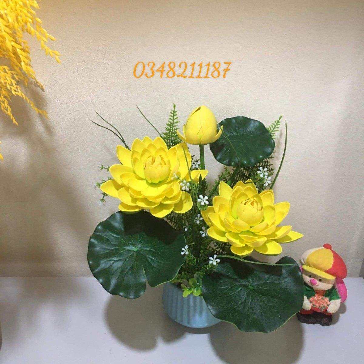 Cành hoa sen giả cao cấp - cành dài 105cm