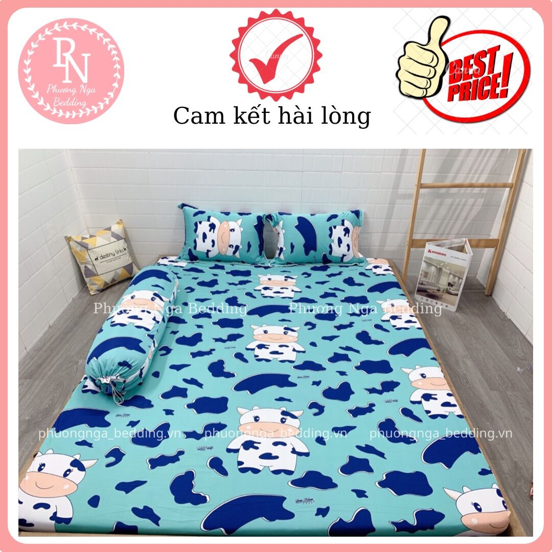 [HCM]Bộ ga 4 món thun lạnh Hàn Quốc mẫu Bò Sữa